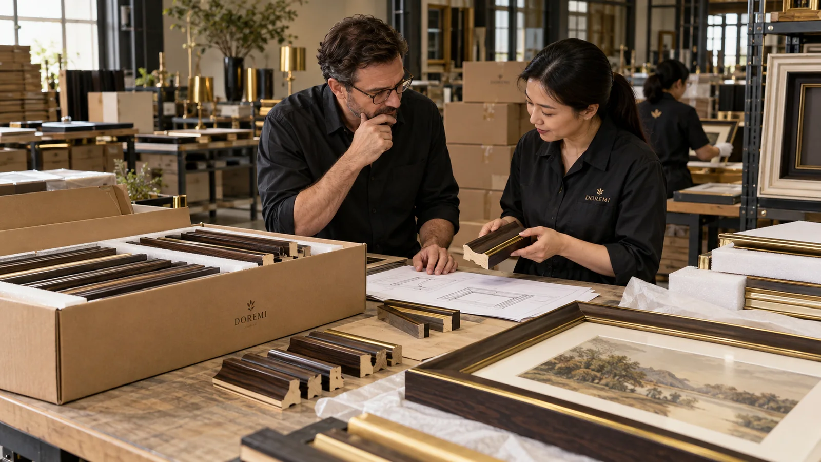 U.S. importer and DOREMI supplier reconciling wood frame cartons, profile drawings and neutral packing evidence